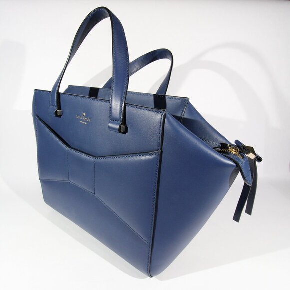 NWOT Kate Spade 2 Park Ave Beau Bow Satchel Navy Blue Bag - Picture 5 of 12